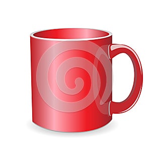 Realistic red cup isolated on white background. Vector template for Mock Up. Vector