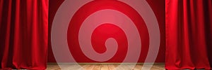 Realistic red curtain frame template, vector graphic , ai, clean