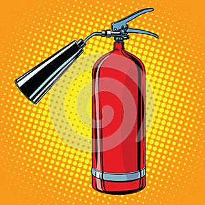 Realistic red fire extinguisher pop art