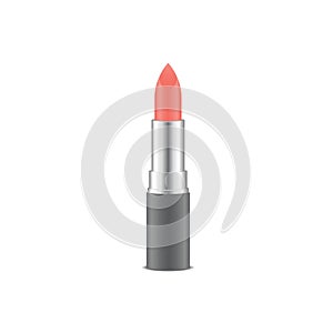 Realistic red lipstick isolated on white background.