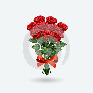 Realistic red rose bouquet. Vector illustration EPS 10