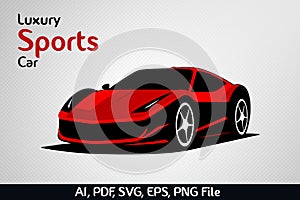 Realistic Red Sport Car Vector Template