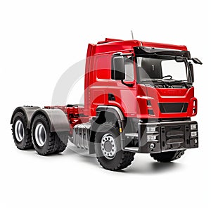 Realistic Red Tractor Trailer On White Background - Hyperrealistic Diy Art