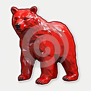 Realistic Red Tridimensional Bear Sticker With Strong Use Of Color