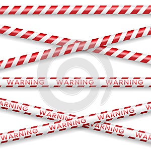 Realistic red and white danger tape. protective warning tape. Illustration on white background