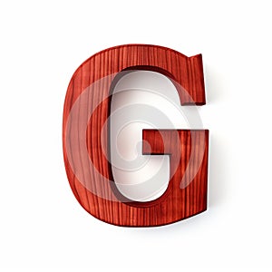 Realistic Red Wood Letter G On White Background