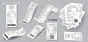 Realistic register sale receipt isolated or cash receipt printed