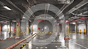 Realistic render empty underground parking. 3d illustration