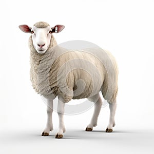 Realistic Rendered Image Of A Sheep In Vray Tracing Style