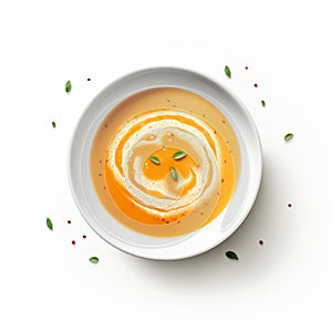 Realistic Rendering Of Creamy Carrot Soup In A Bowl