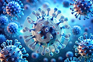 Realistic Rendering of Virus in Blue Colors