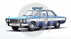 Realistic Renderings Of An Old Police Car On White Background