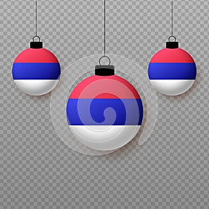 Realistic Republika Srpska Flag with flying light balloons