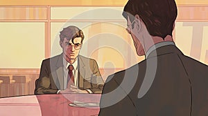 Realistic Retro-style Portraiture Of Two Men At A Table