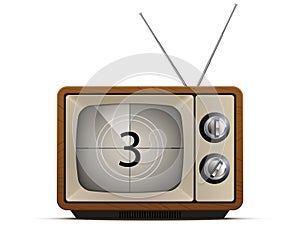 Realistic retro tv illustration with countdown, old tv screen