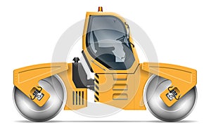 Realistic road roller vector illustration