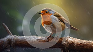 Realistic Robin In The Rain Wallpaper Hd