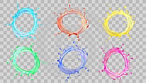 Realistic Round Splashes Of Fruit juice Or Paint Set