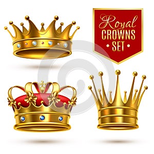 Realistický královský koruna sada skládající se z ikon 