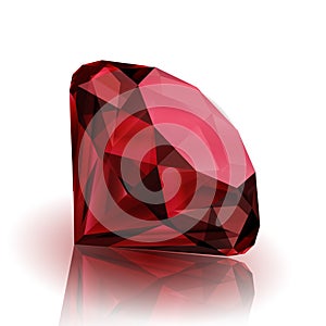 Realistic ruby on white background