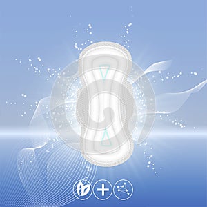 Realistic Sanitary Napkin on a bright trendy background, 3d illustration,