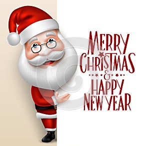 Realistic Santa Claus Cartoon Character Showing Merry Christmas