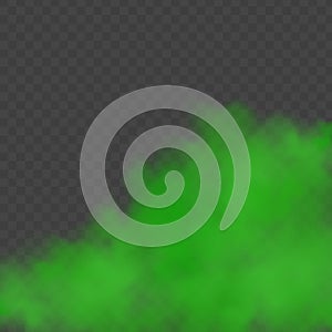 Realistic scary mystical green fog in night Halloween. Purple poisonous gas, dust and smoke effect.