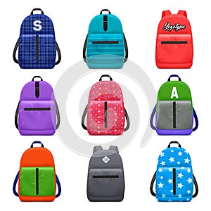 Realistic School Backpacks Set