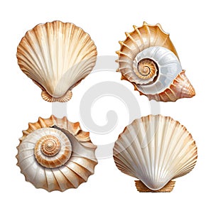 Realistic Seashells Set Vector Illustration