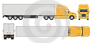 Realistic semi trailer truck vector illustration side, front, back, top view photo