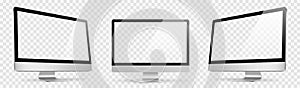 Realistic set computer. Device screen mockup collection. Realistic mock up computer with shadow - stock vector