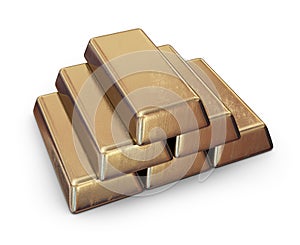 Realistic set of gold bars. 3D Icon