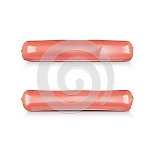 Realistic Set Of Two Raw Sausages In Polyethylene Shell