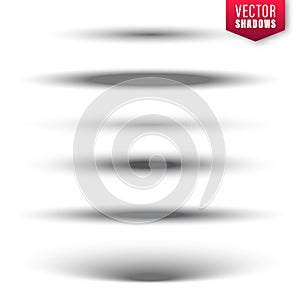 Realistic shadow effect. Round shadows collection isolated on white background. Surface shading. Vector illustration