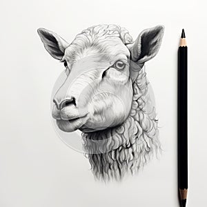 Realistic Sheep Drawing In Hyper-detailed Style By Kunishanh