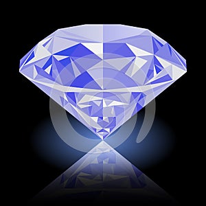 Realistic shining blue diamond jewel