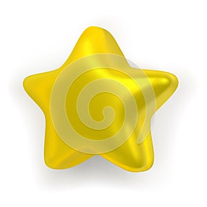 Realistic shiny lucky star isolated on white background.