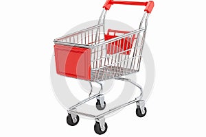 Realistic Shopping Cart with Red Handle for E-Commerce and Retail Applications
