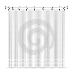 Realistic shower curtains vector template for bathroom interior