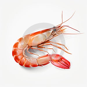 Realistic Shrimp Vector Illustration On White Background
