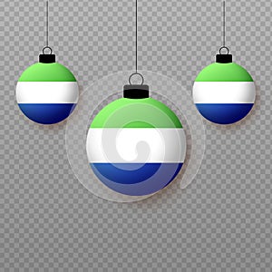 Realistic Sierra Leone Flag with flying light balloons