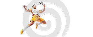 Realistic silhouette of football soccer player man in action isolated white background. illustration