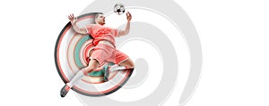 Realistic silhouette of football soccer player man in action isolated white background. illustration