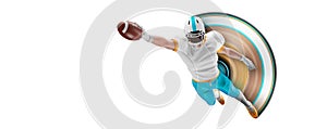 Realistic silhouette of a NFL american football player man in action isolated white background. illustration