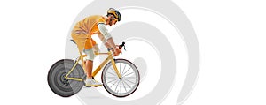 Realistic silhouette of a road bike racer, man is riding on sport bicycle isolated on white background. Cycling sport