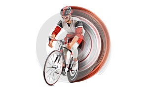 Realistic silhouette of a road bike racer, man is riding on sport bicycle isolated on white background. Cycling sport