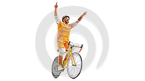 Realistic silhouette of a road bike racer, man is riding on sport bicycle isolated on white background. Cycling sport