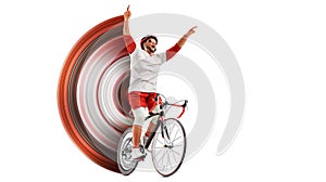 Realistic silhouette of a road bike racer, man is riding on sport bicycle isolated on white background. Cycling sport