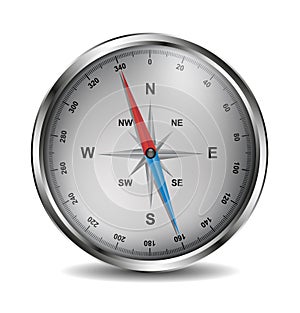 Realistic silver compass