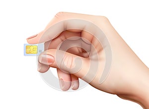 Realistic Sim Card Hand Composition